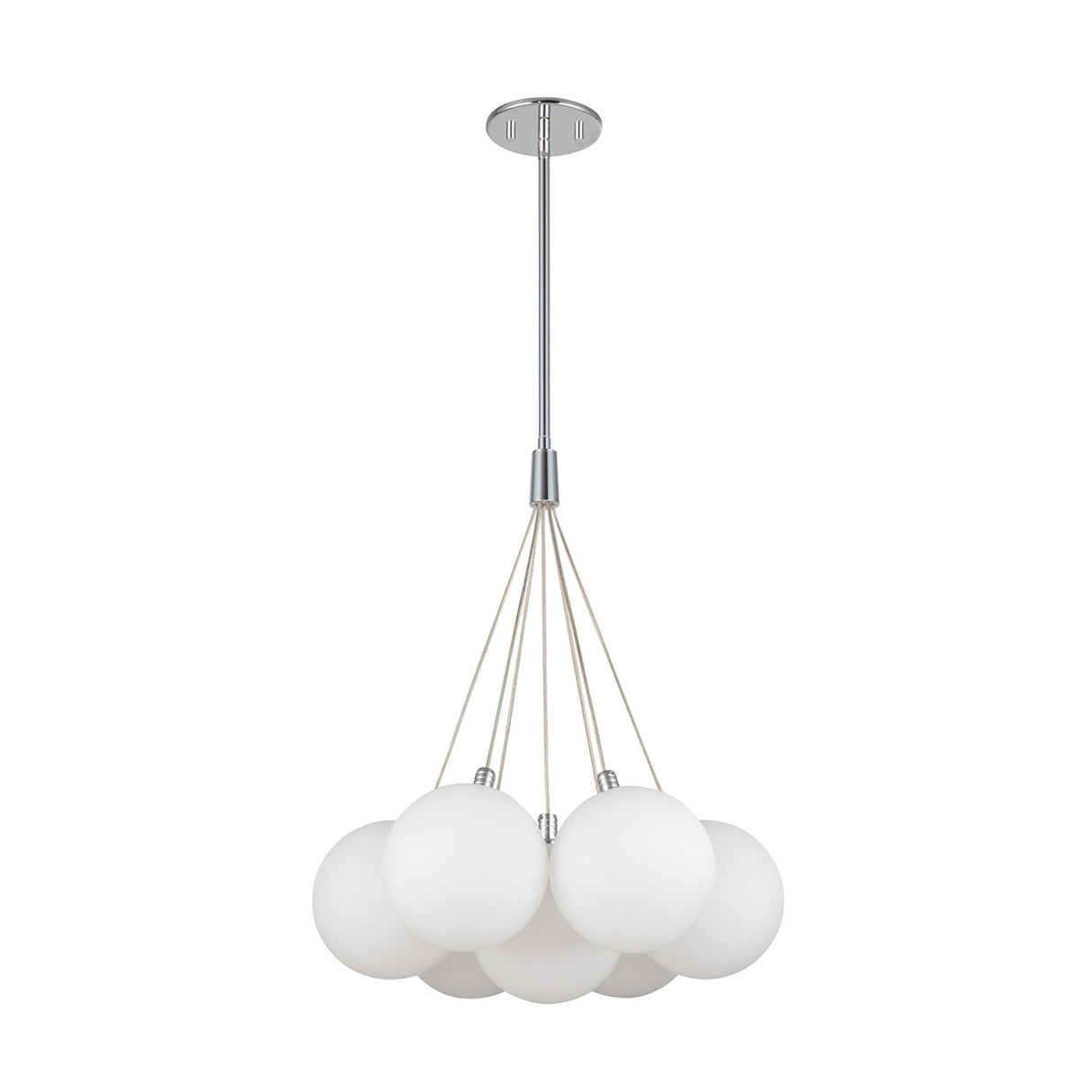 Soren 7 Light LED Chandelier 16", Chrome and Opal Glass