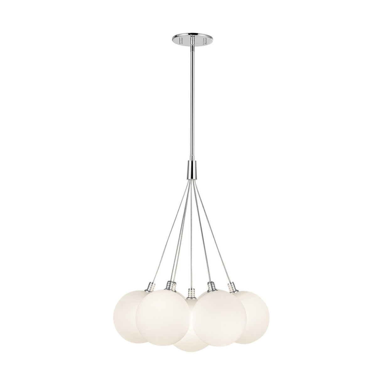 Soren 7 Light LED Chandelier 16", Chrome and Opal Glass