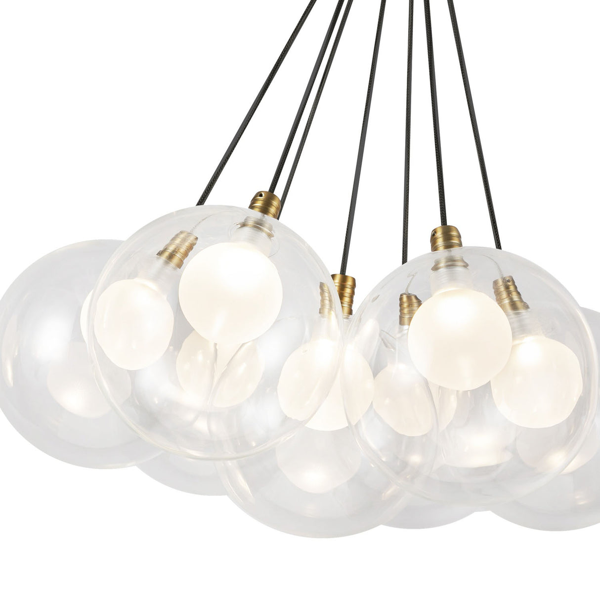 Soren 7 Light LED Chandelier 16", Brushed Brass and Clear Glass