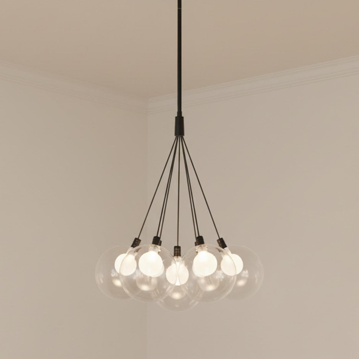Soren 7 Light LED Chandelier 16" for Modern home with Cream Walls