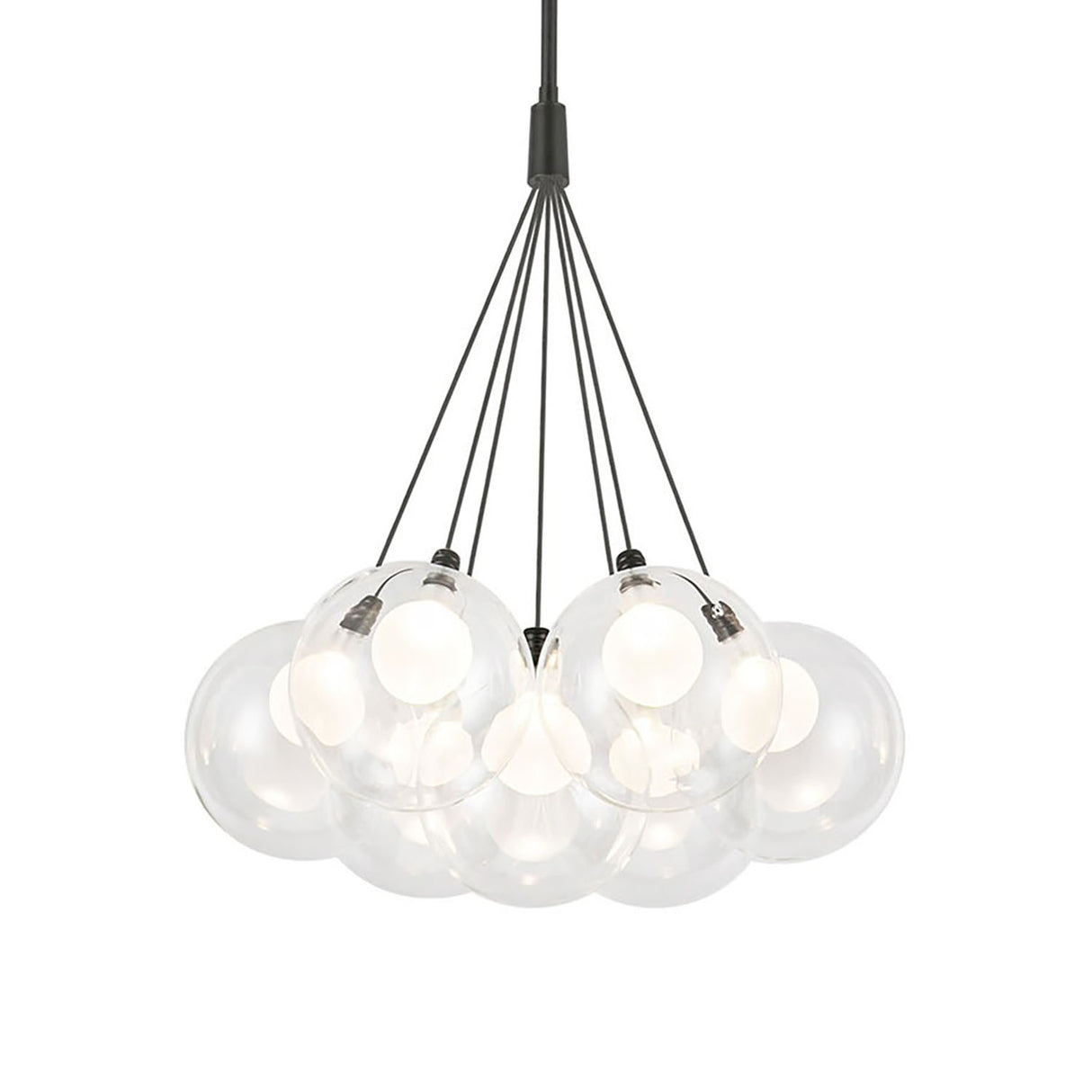 Soren 7 Light LED Chandelier 16", Matte Black and Clear Glass