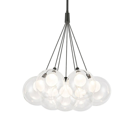 Soren 7 Light LED Chandelier 16", Matte Black and Clear Glass