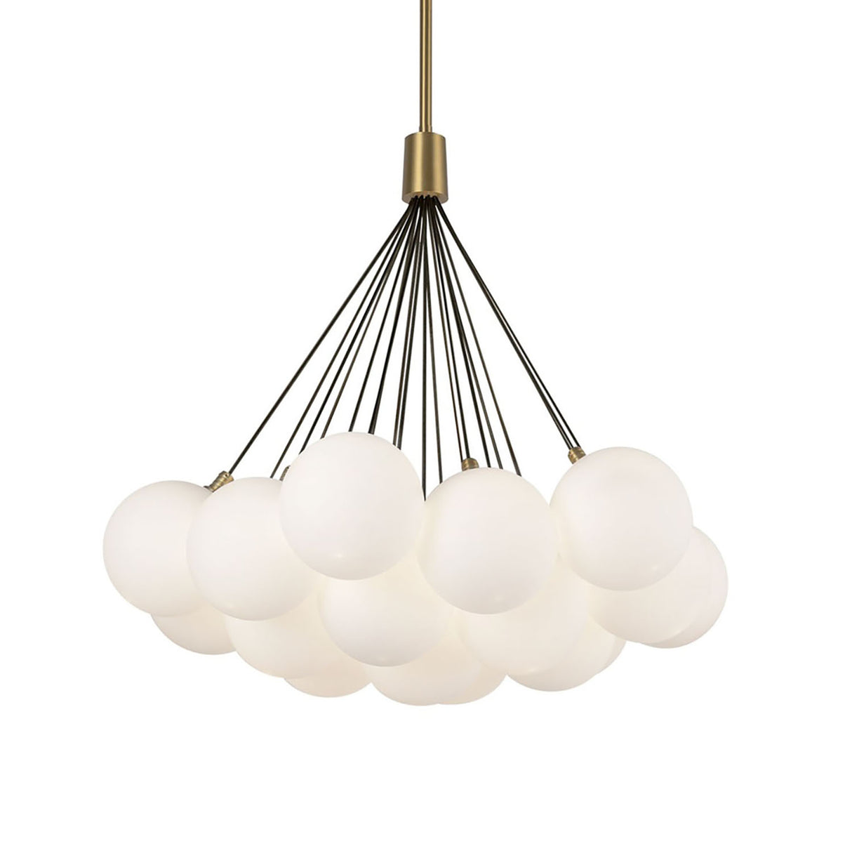 Soren 19 Light LED Chandelier 28", Brushed Brass and Opal Glass