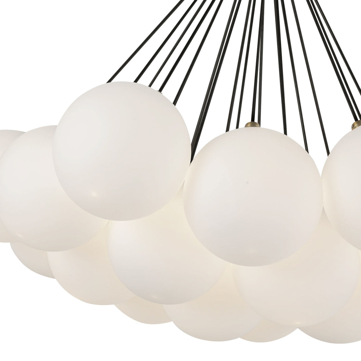 Soren 19 Light LED Chandelier 28", Brushed Brass and Opal Glass