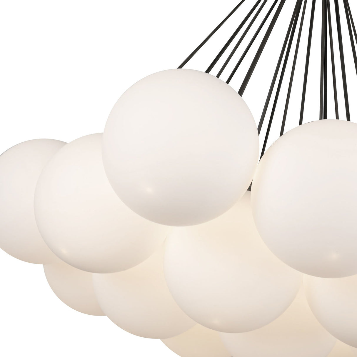 Soren 19 Light LED Chandelier 28", Matte Black and Opal Glass