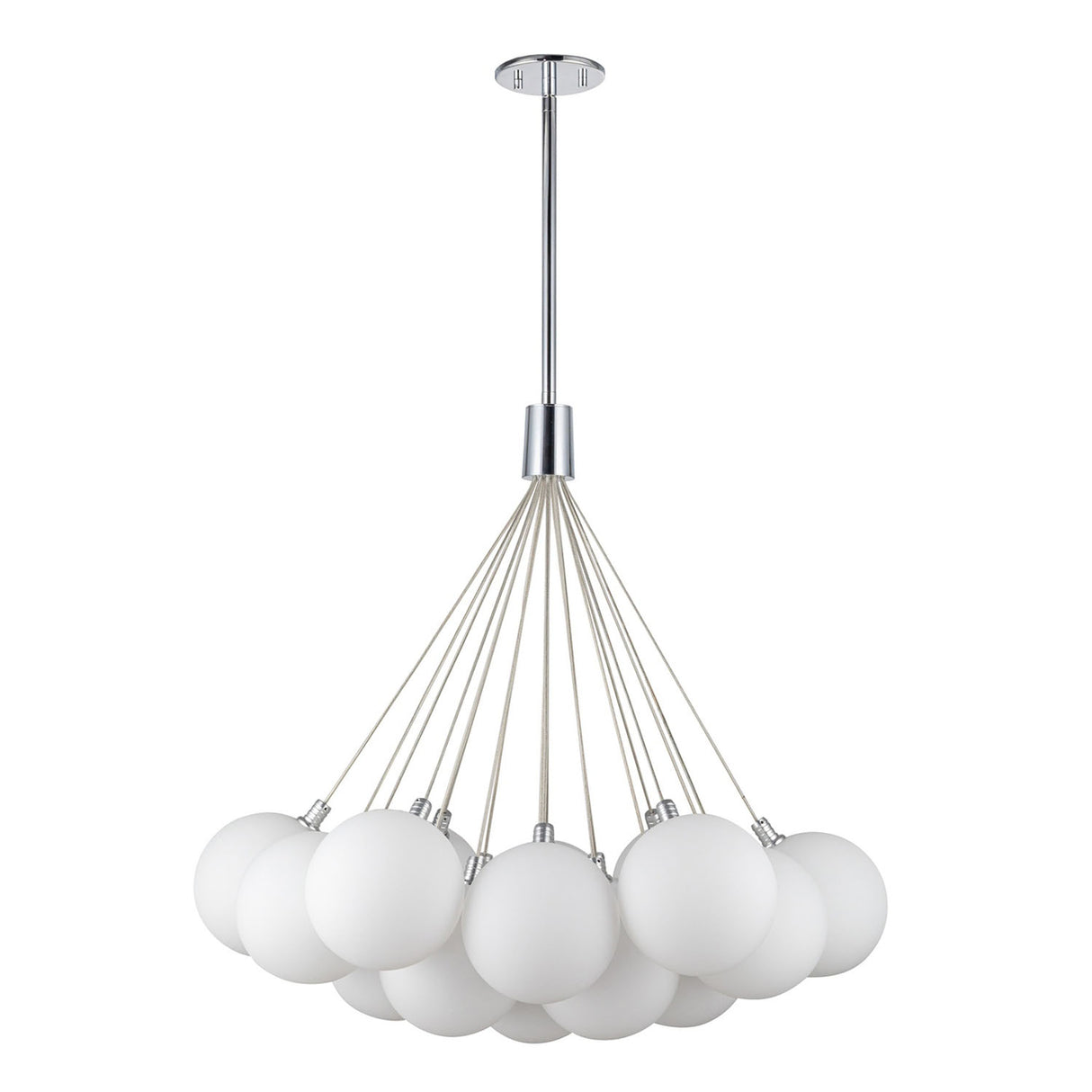 Soren 19 Light LED Chandelier 28", Chrome and Opal Glass