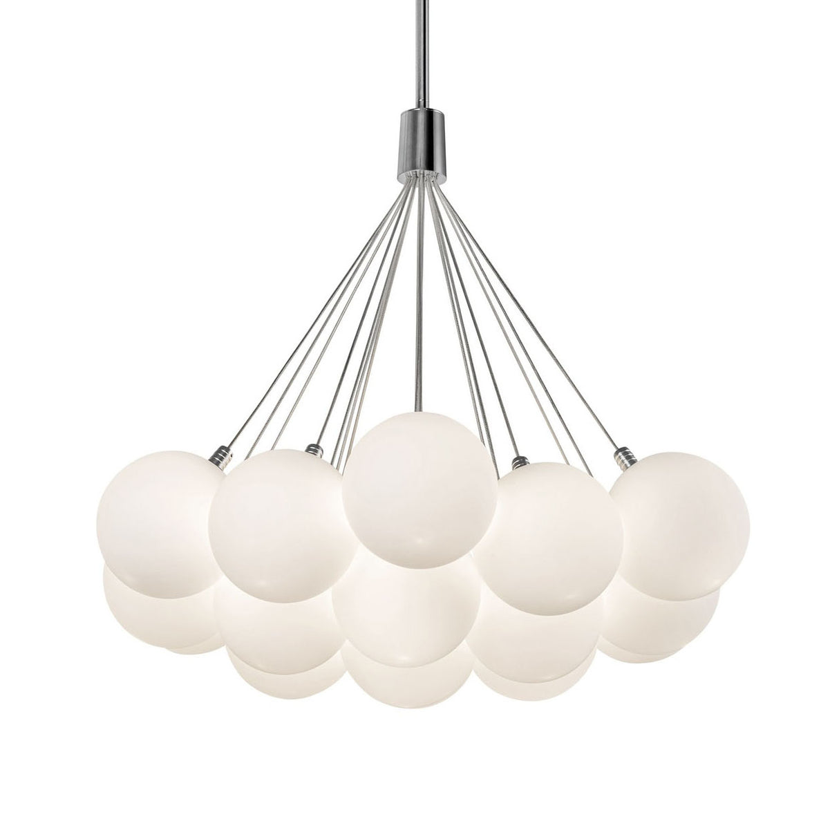 Soren 19 Light LED Chandelier 28", Chrome and Opal Glass