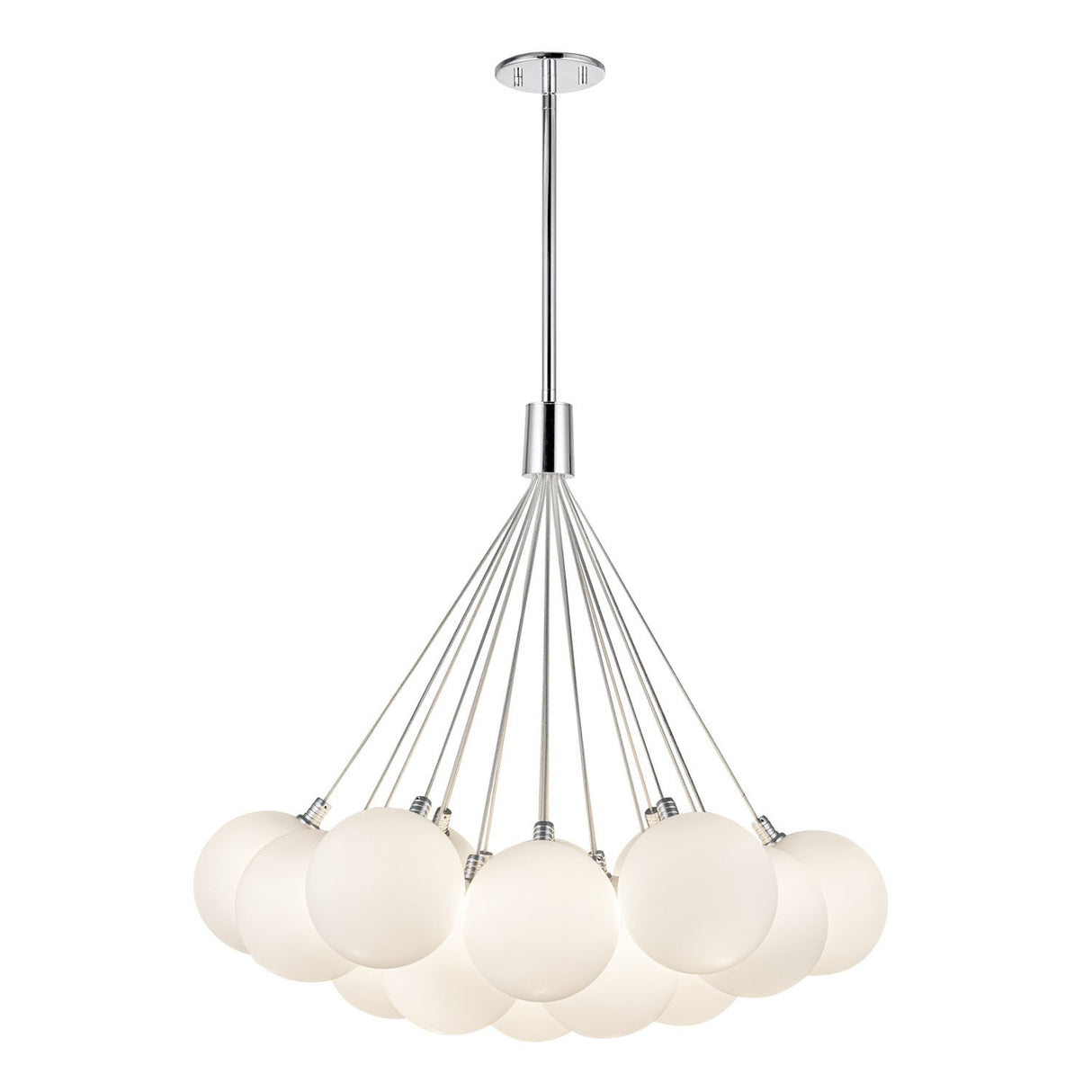 Soren 19 Light LED Chandelier 28", Chrome and Opal Glass
