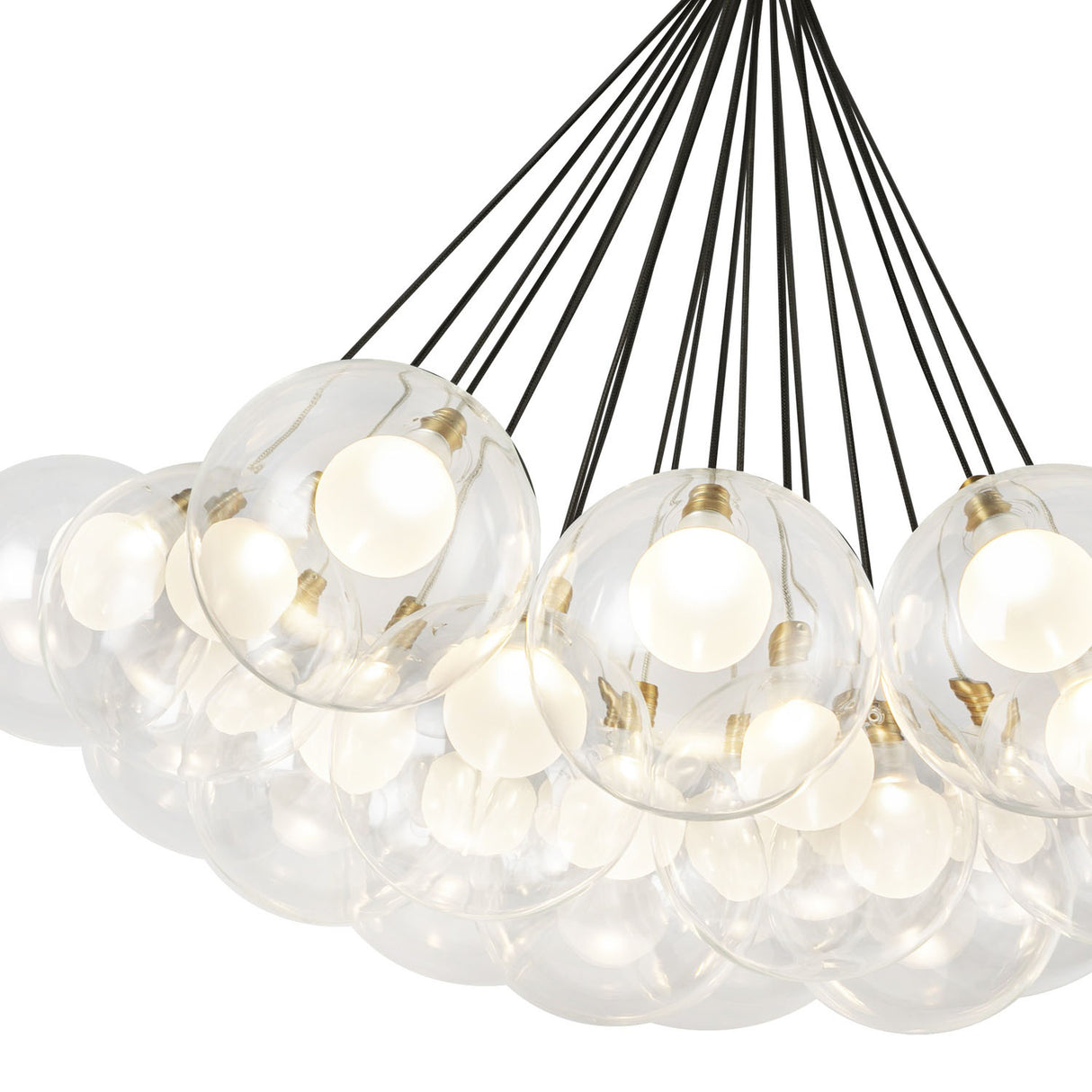 Soren 19 Light LED Chandelier 28", Brushed Brass and Clear Glass