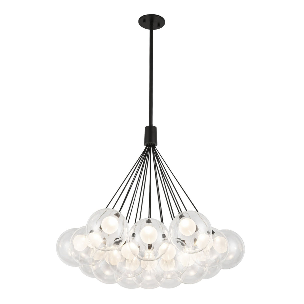 Soren 19 Light LED Chandelier 28", Matte Black and Clear Glass
