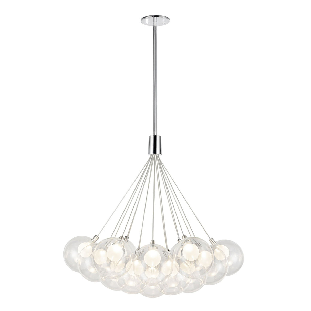 Soren 19 Light LED Chandelier 28", Chrome and Clear Glass