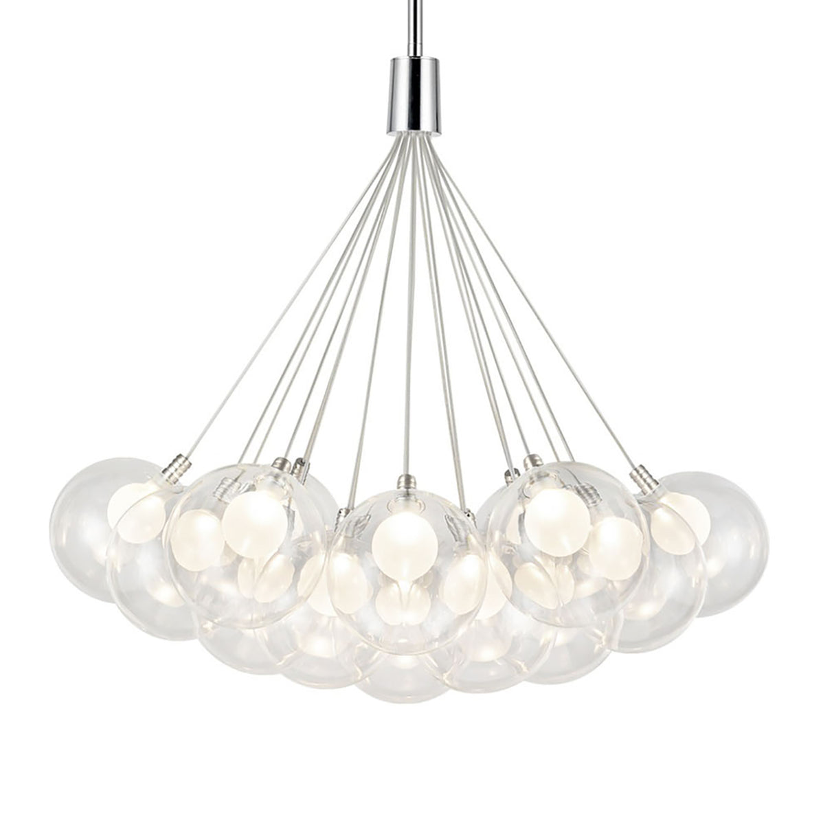 Soren 19 Light LED Chandelier 28", Chrome and Clear Glass