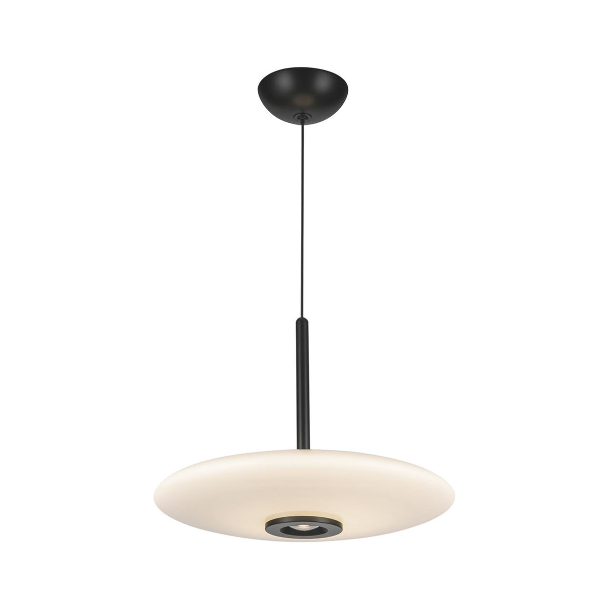 Callan LED Pendant 18", Black and Opal Glass