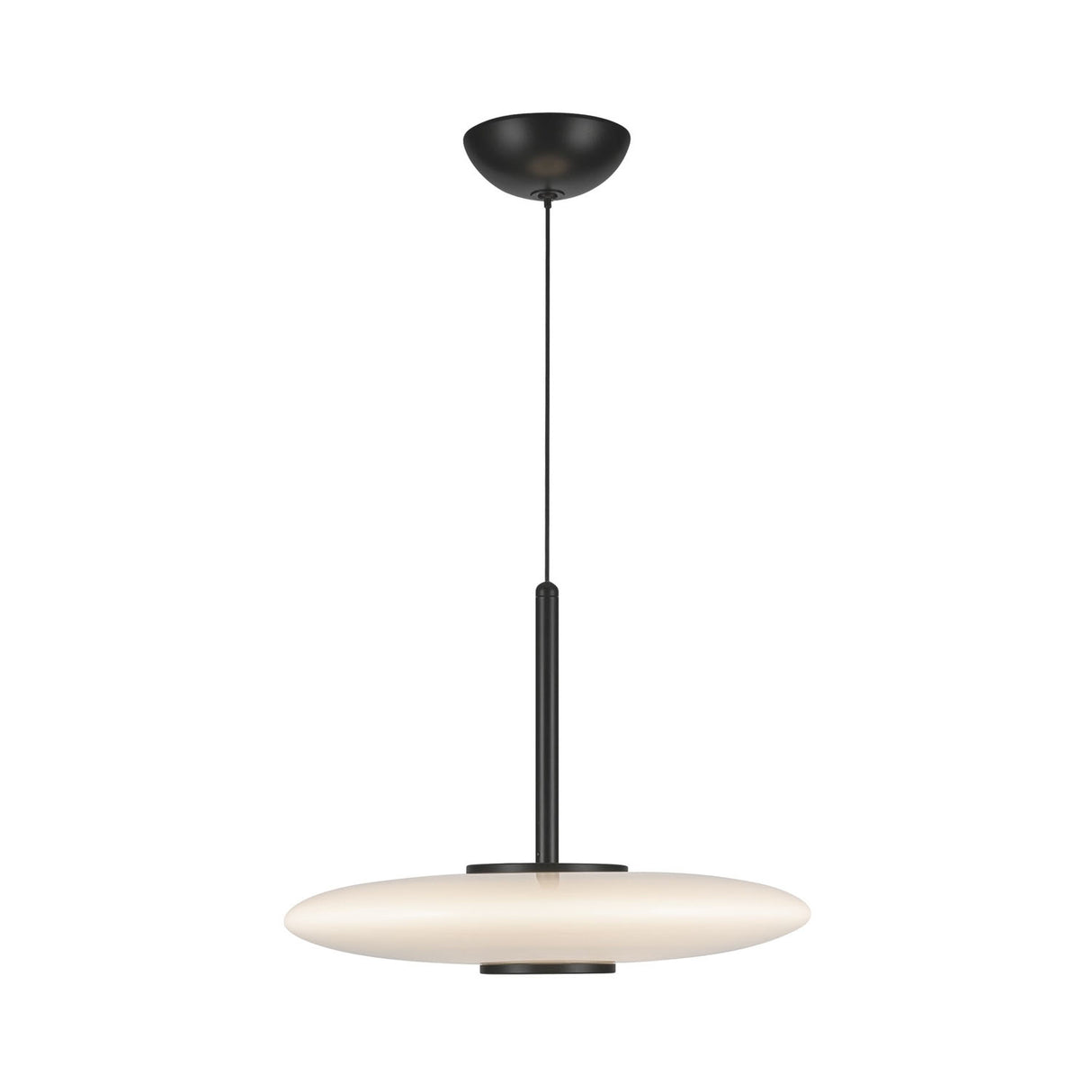 Callan LED Pendant 18", Black and Opal Glass