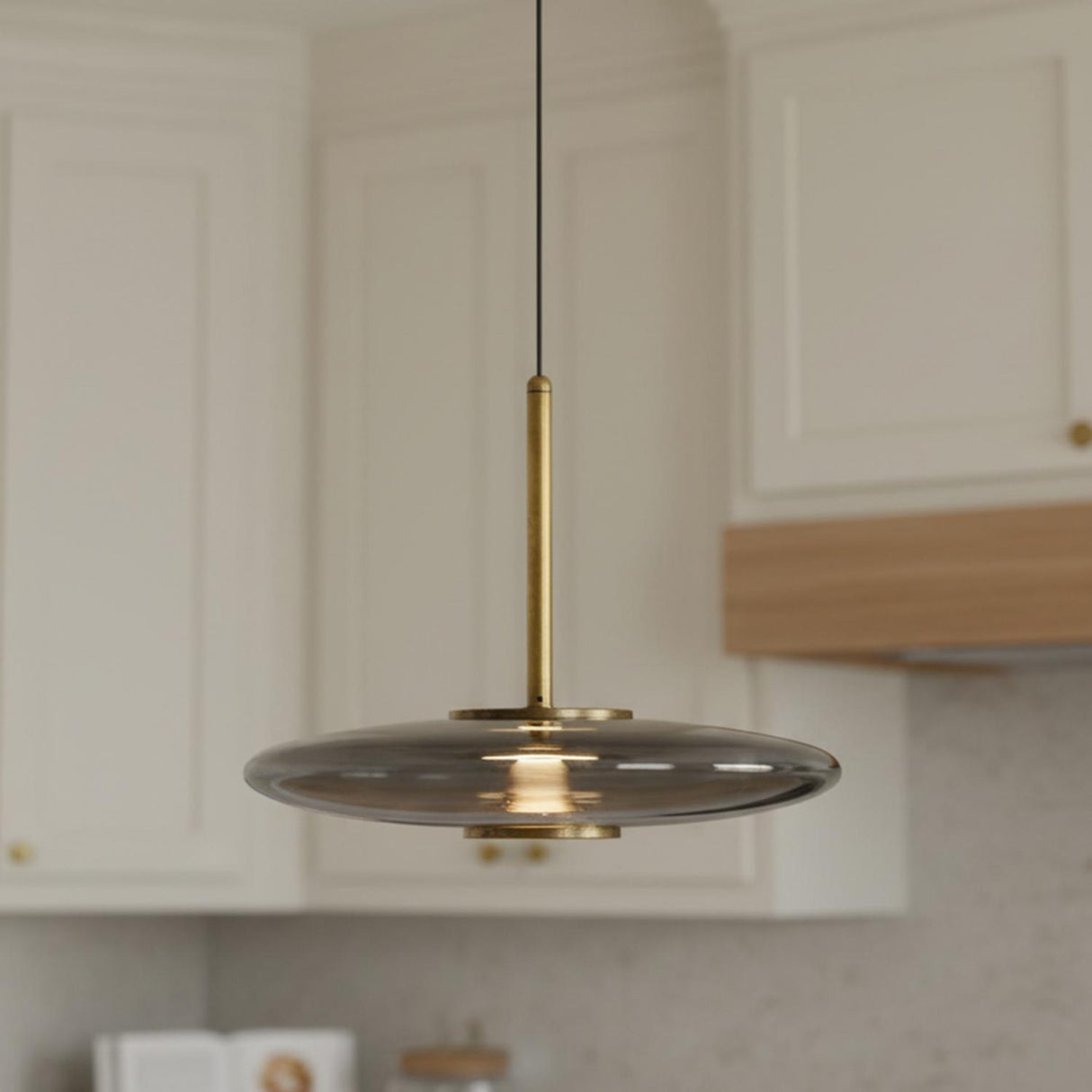 Callan LED Pendant 18" for Modern home with White Cabinetry