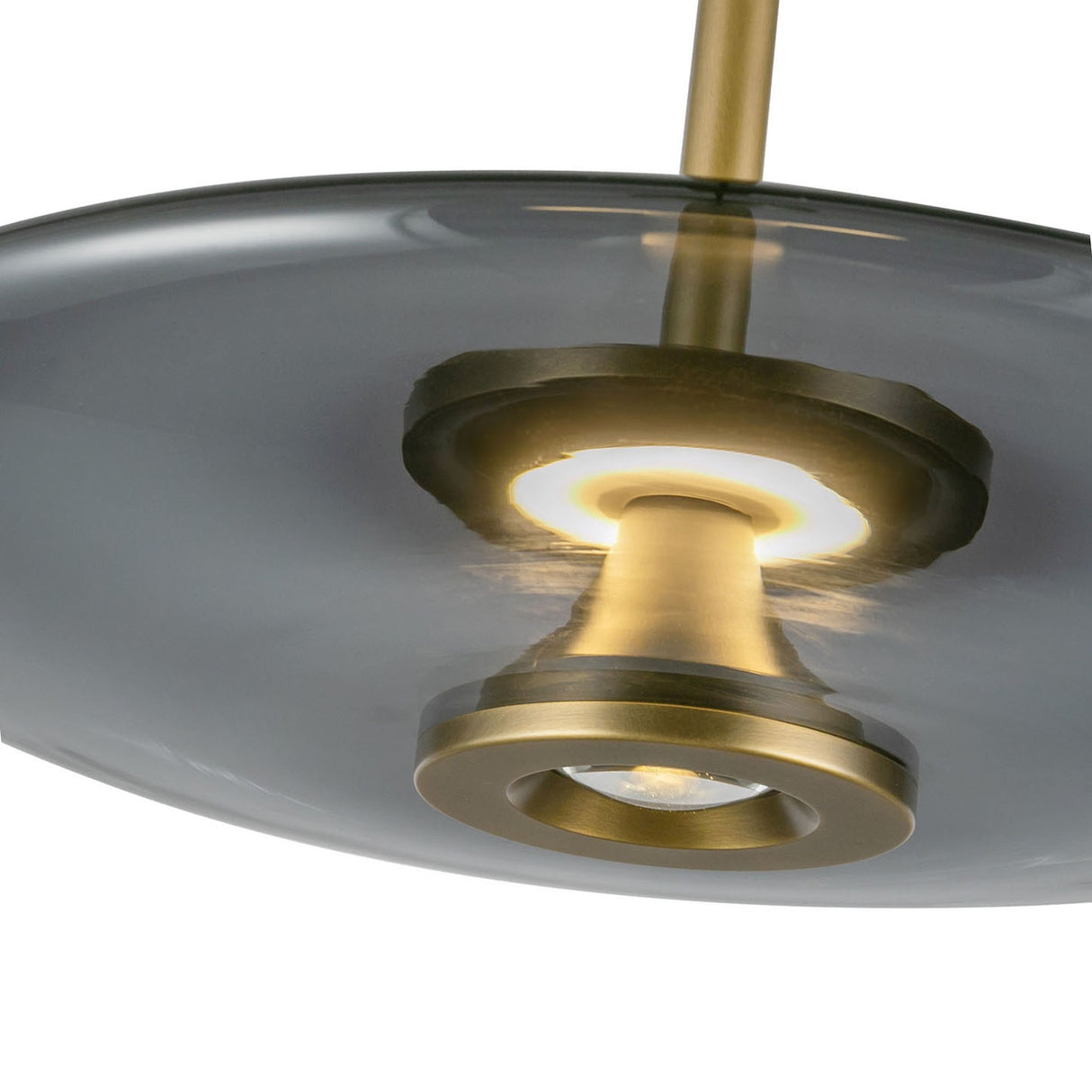 Callan LED Pendant 18", Aged Brass and Smoke Glass
