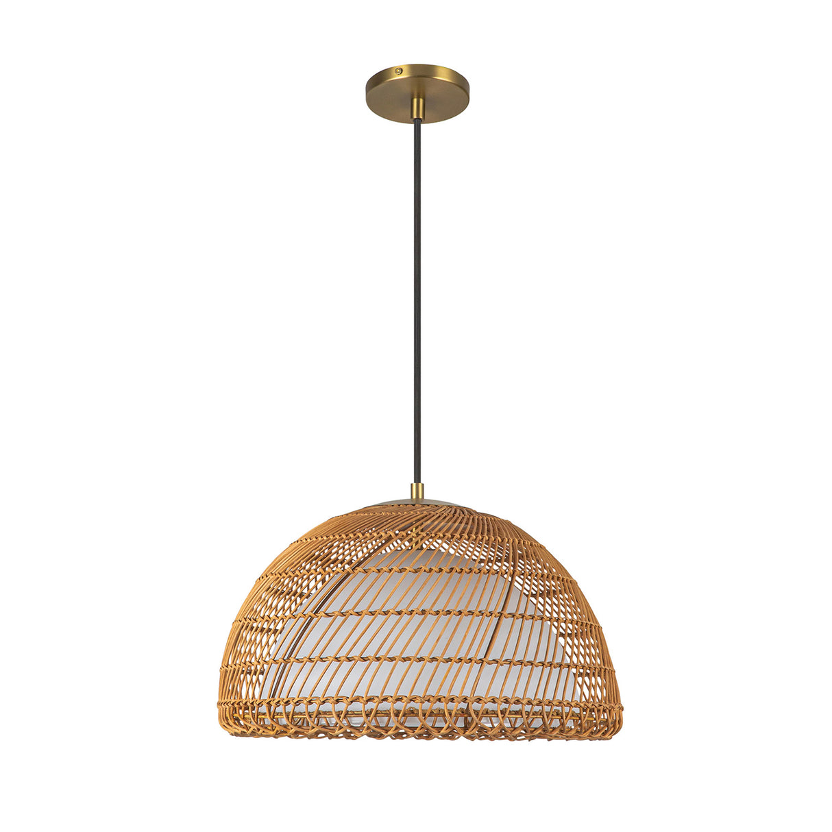 Montauk Pendant 16", Rattan with Opal Glass