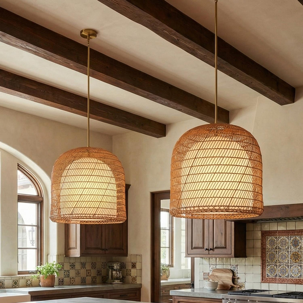 Montauk Pendant 20" for Mediterranean home with Warm Beige Stucco
