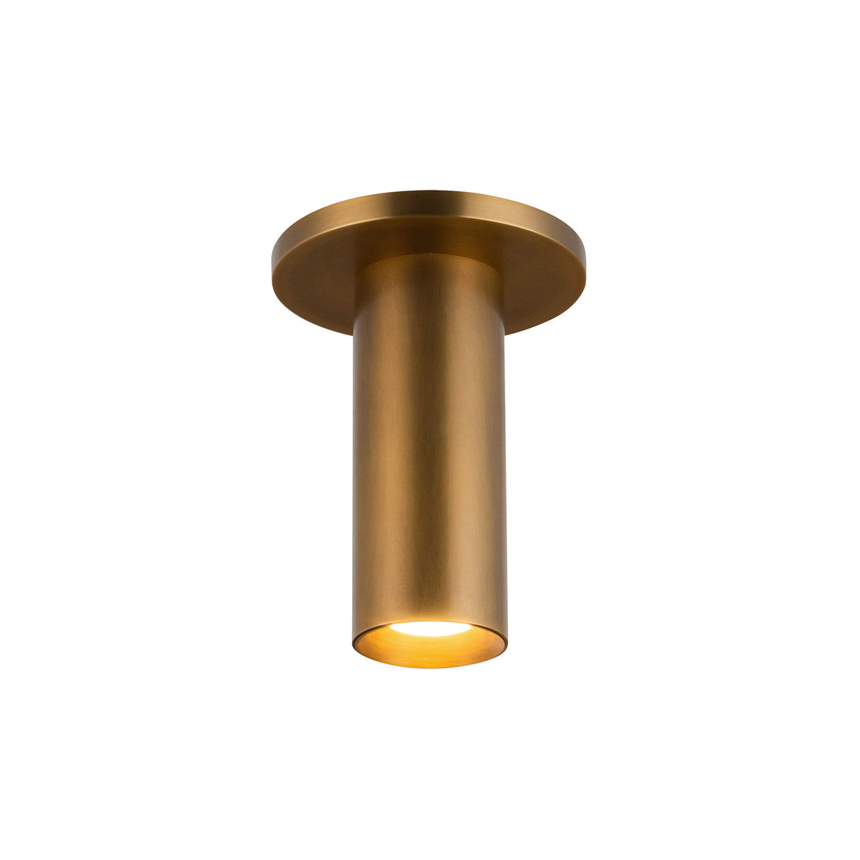 Wilber 2" Cylinder LED Flush Mount, Aged Brass