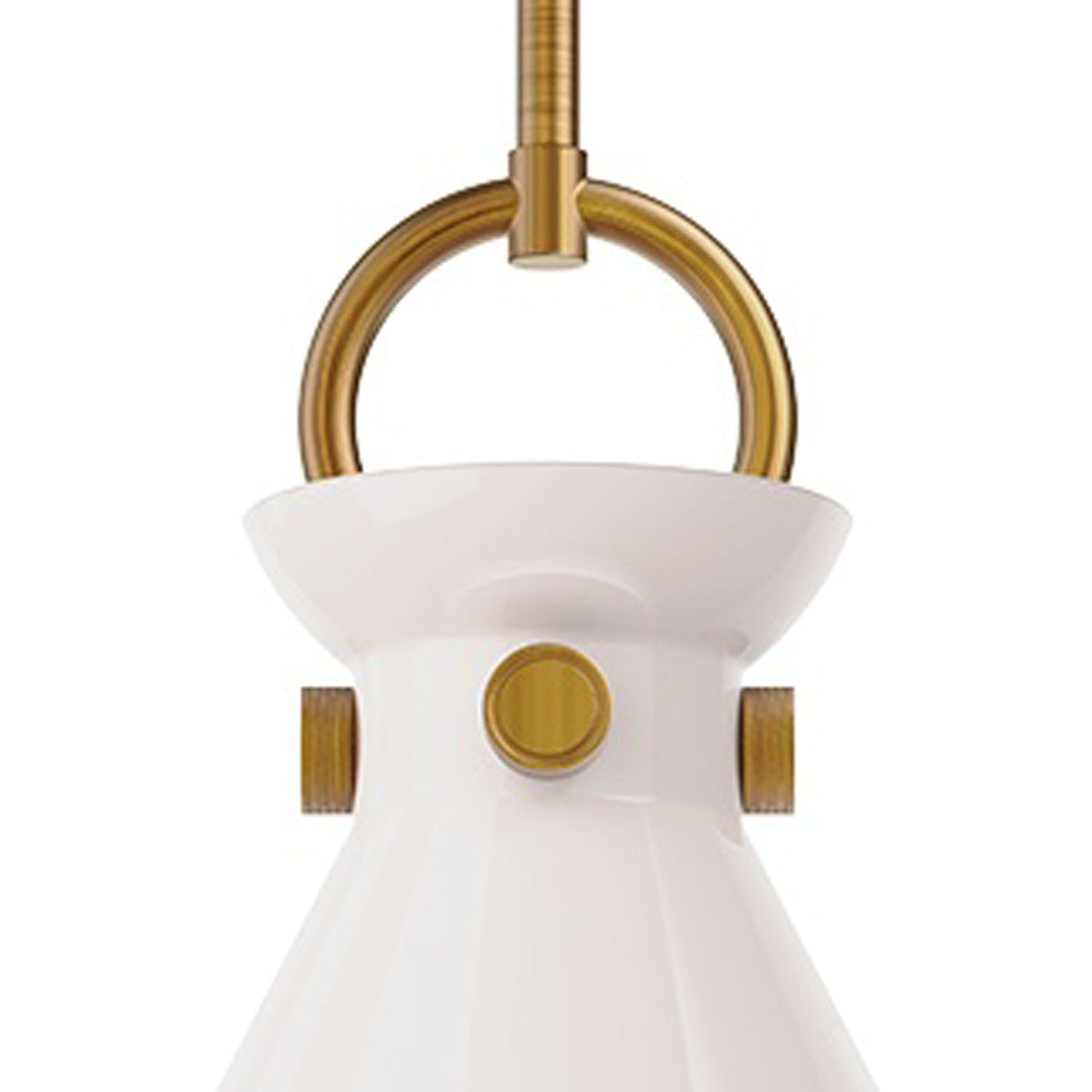 Aris Small Pendant 11", Aged Brass and Milk Glass