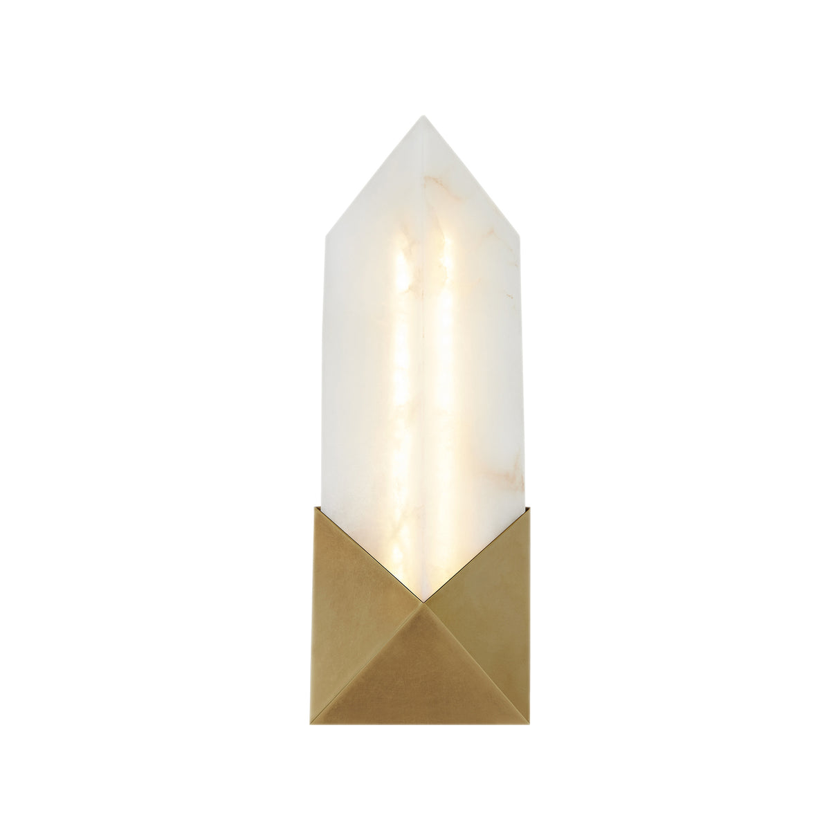 Lunaire LED Wall Sconce 12", Aged Brass and Alabaster
