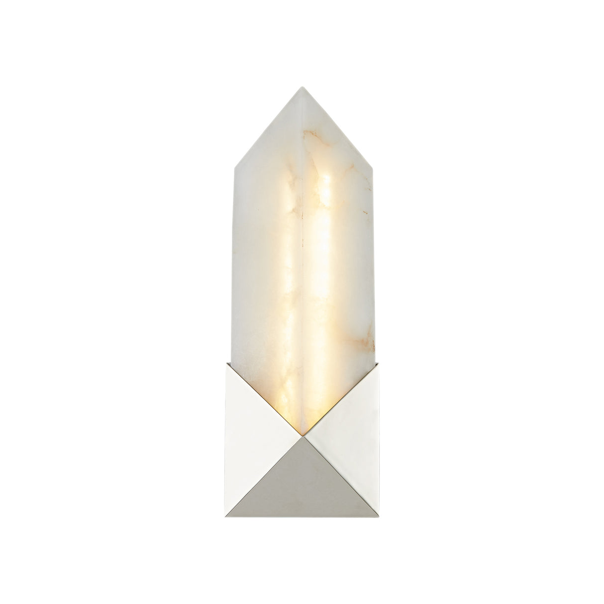 Lunaire LED Wall Sconce 12", Polished Nickel and Alabaster