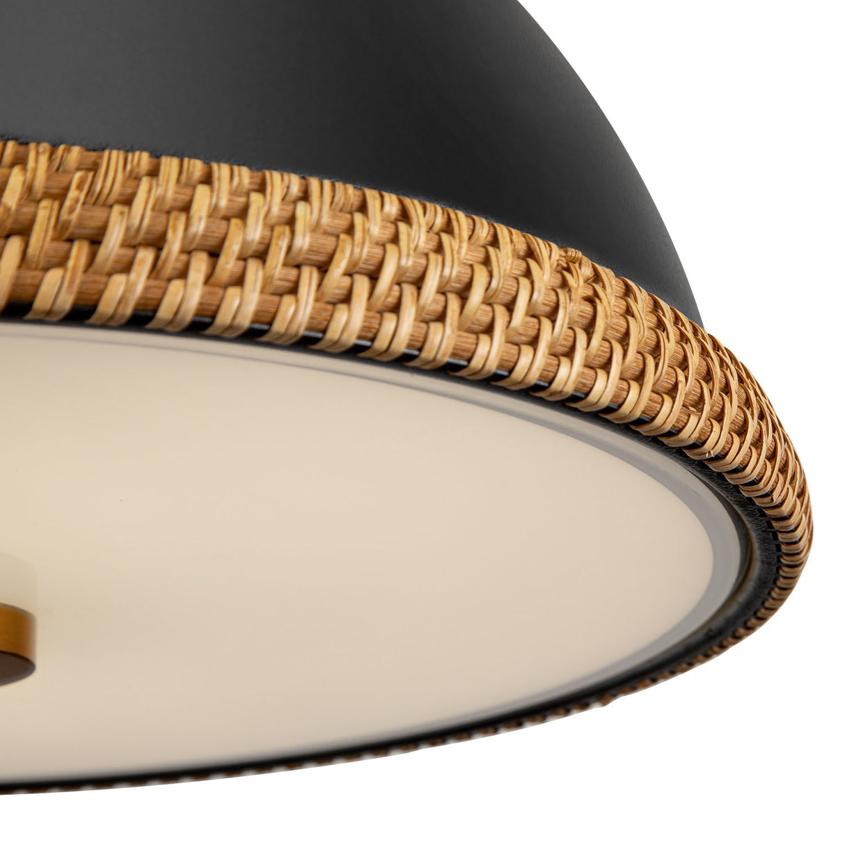 Alverna Pendant 16", Matte Black with Rattan Accents