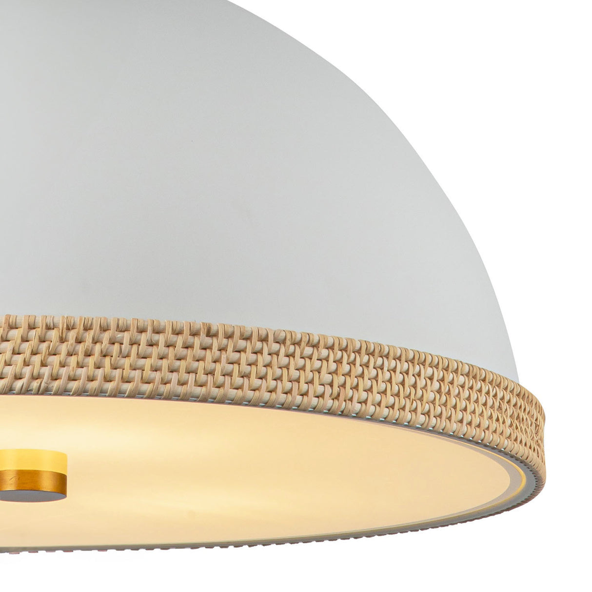 Alverna Pendant 24", Matte White with Rattan Accents