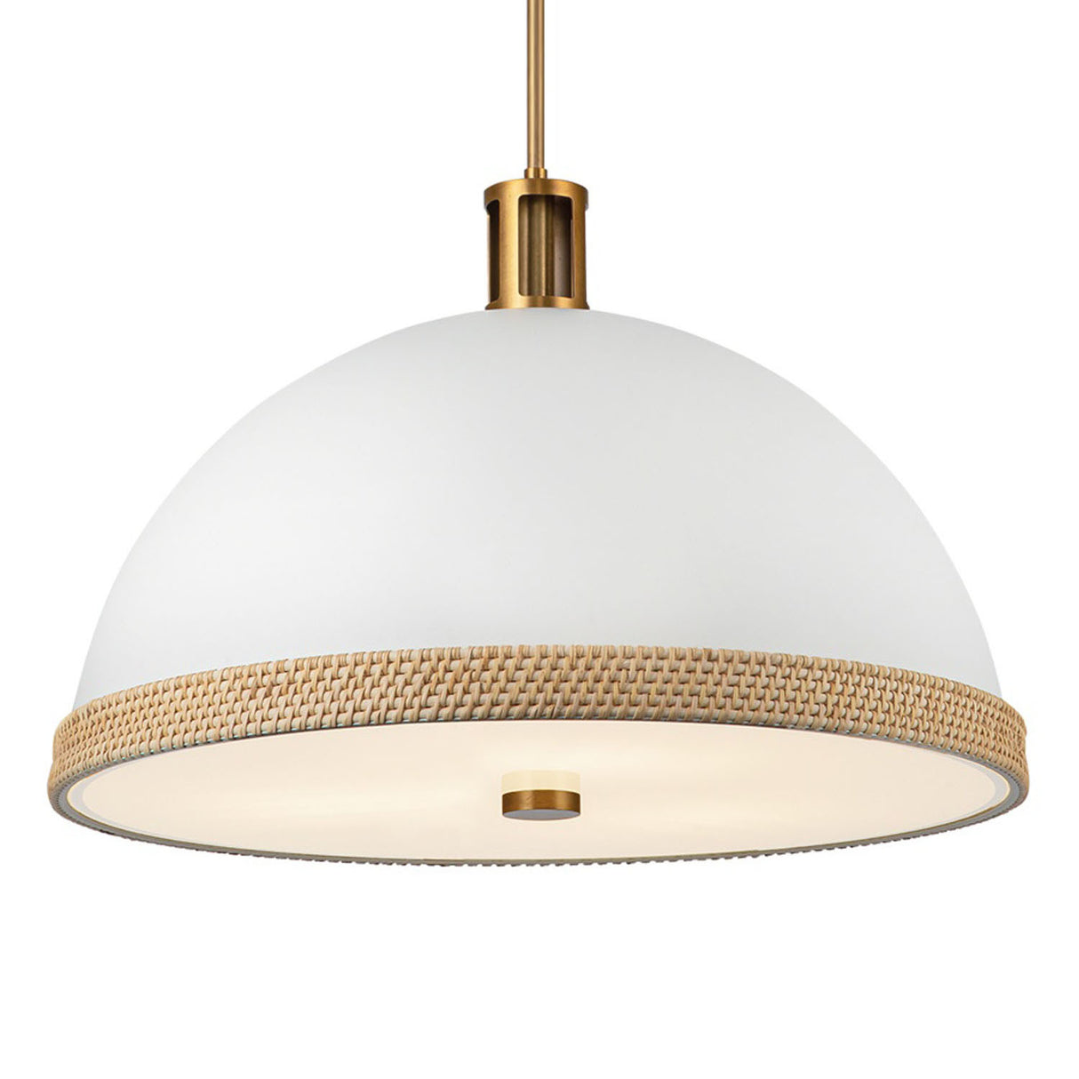 Alverna Pendant 24", Matte White with Rattan Accents