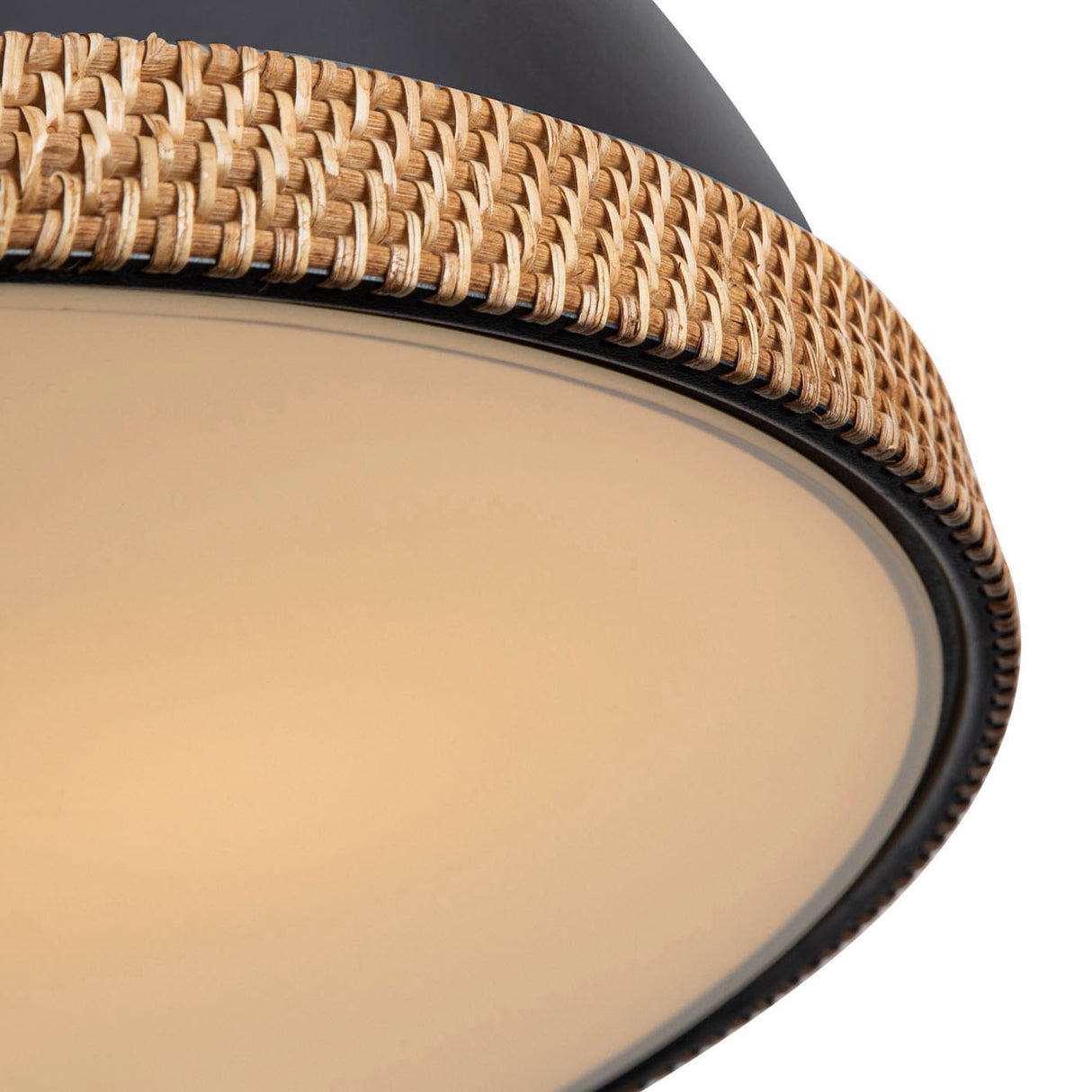 Alverna Pendant 24", Matte Black with Rattan Accents