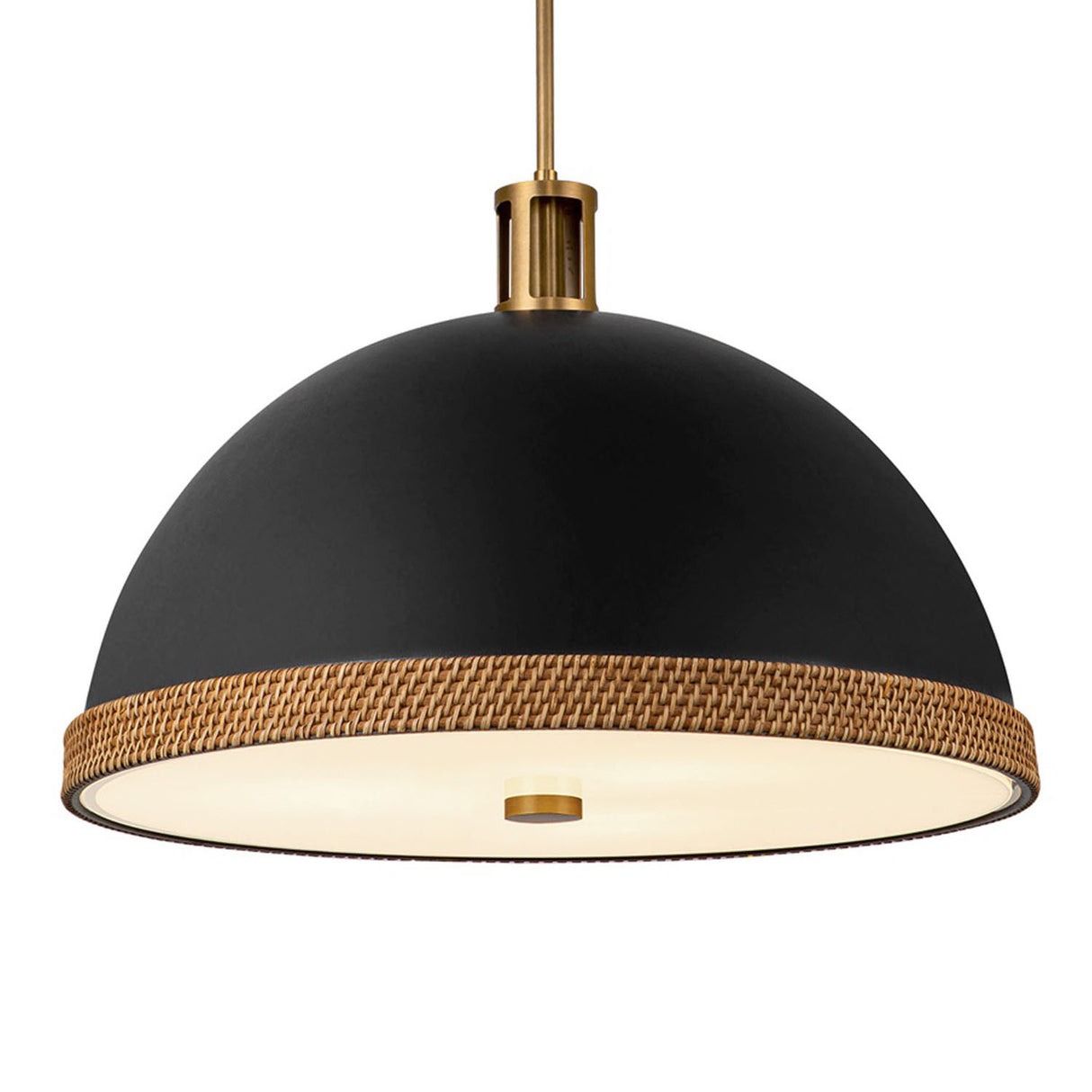 Alverna Pendant 24", Matte Black with Rattan Accents