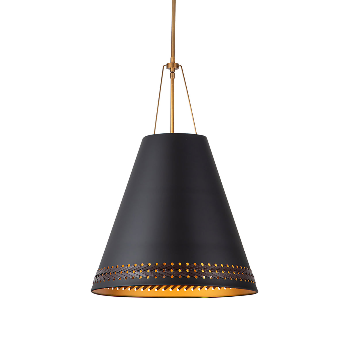 Darien Pendant 20", Matte Black with Hazelnut Leather