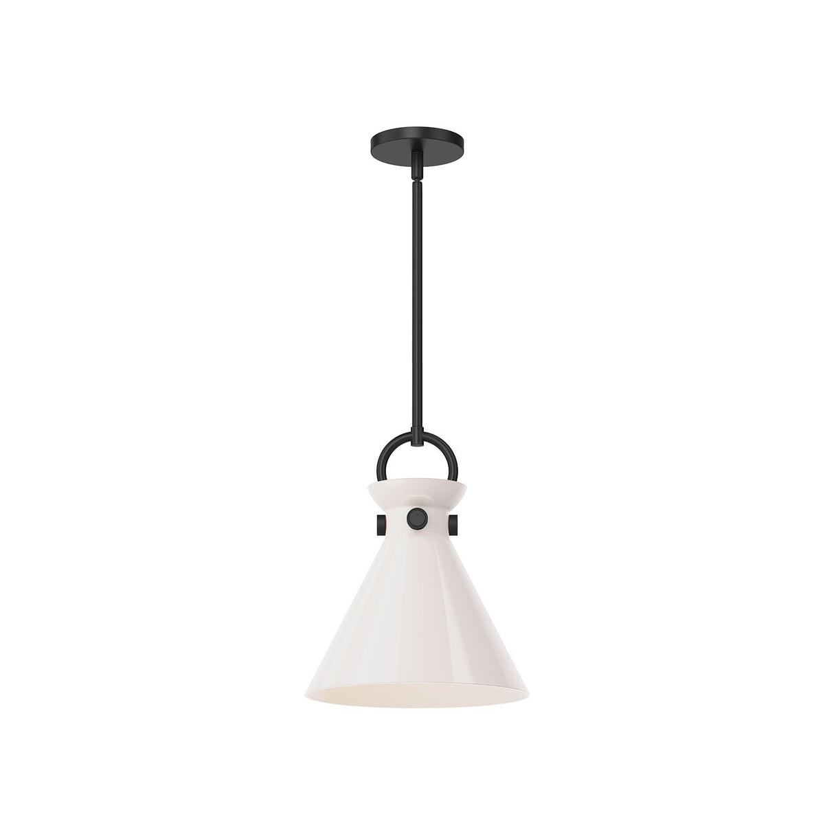 Aris Small Pendant 11", Matte Black and Milk Glass