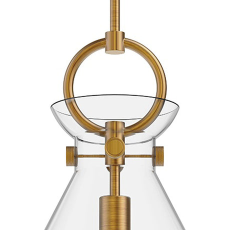 Aris Medium Pendant 14", Aged Brass and Clear Glass