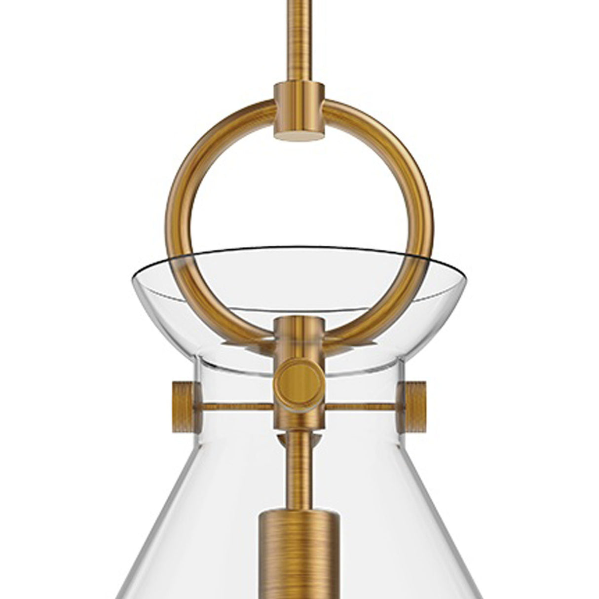 Aris Medium Pendant 14", Aged Brass and Clear Glass