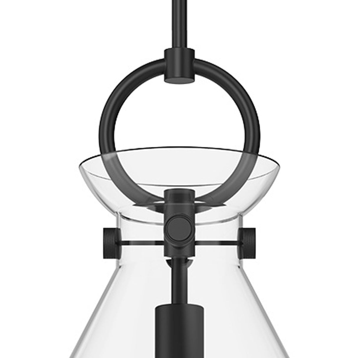Aris Medium Pendant 14", Matte Black and Clear Glass