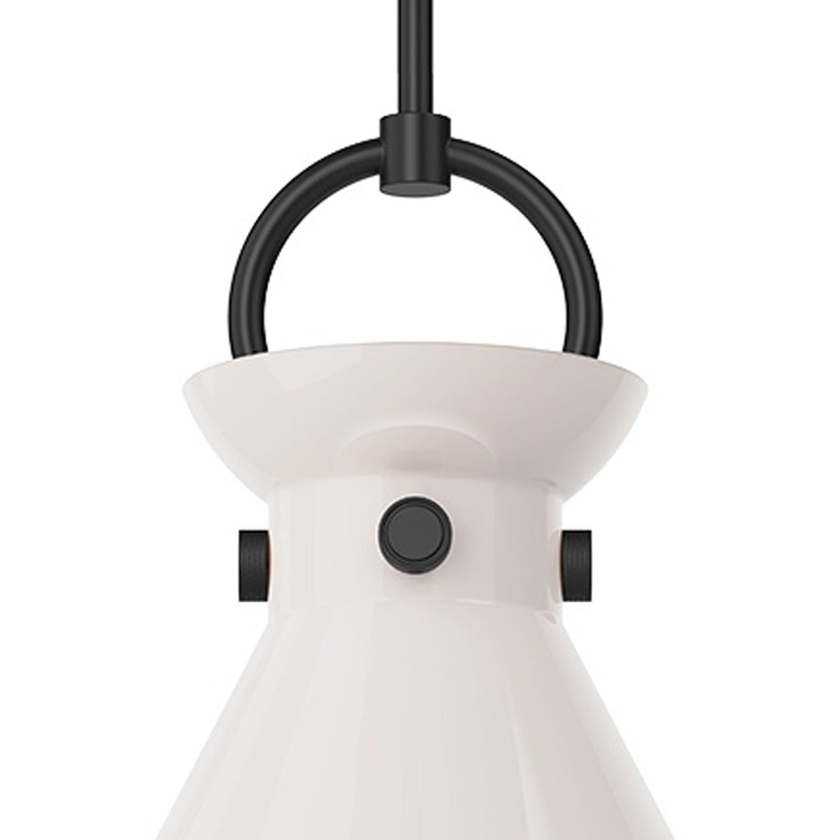 Aris Medium Pendant 14", Matte Black and Milk Glass