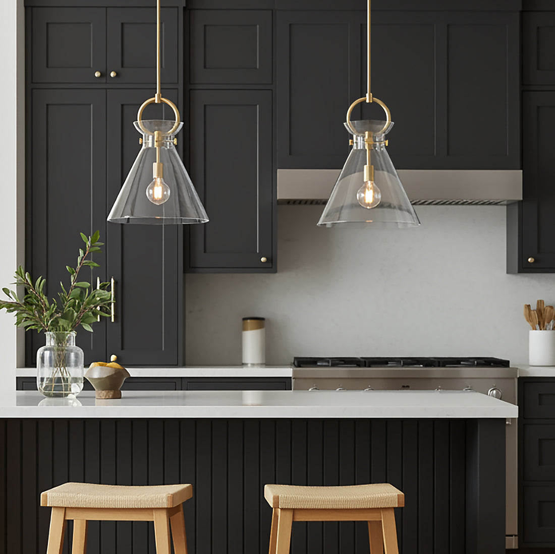 Aris Large Pendant 18" for Modern home with Dark Gray Shiplap