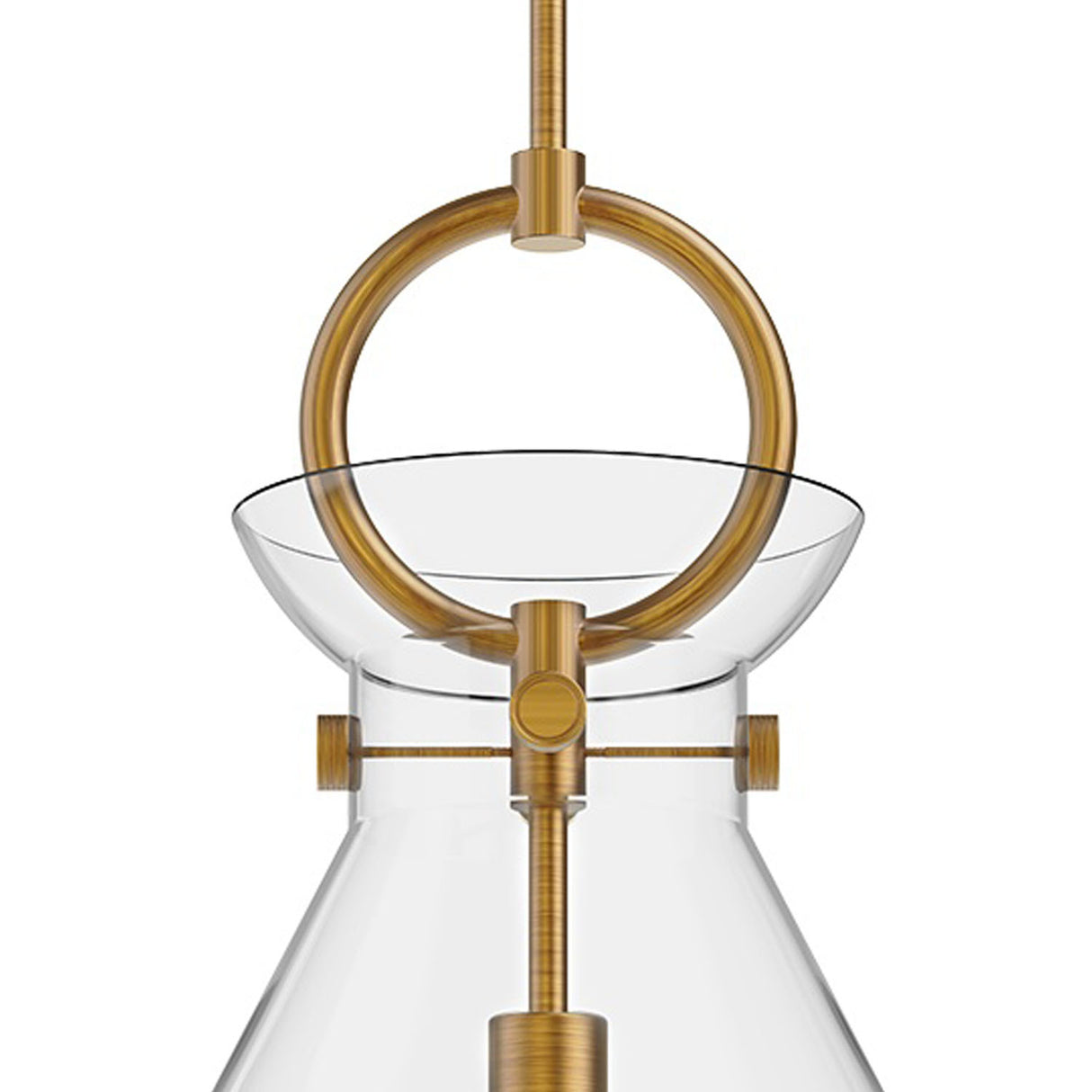 Aris Large Pendant 18", Aged Brass and Clear Glass