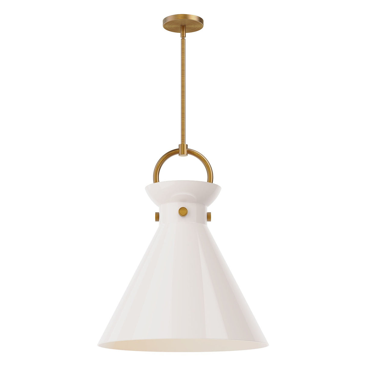 Aris Large Pendant 18", Aged Brass and Milk Glass