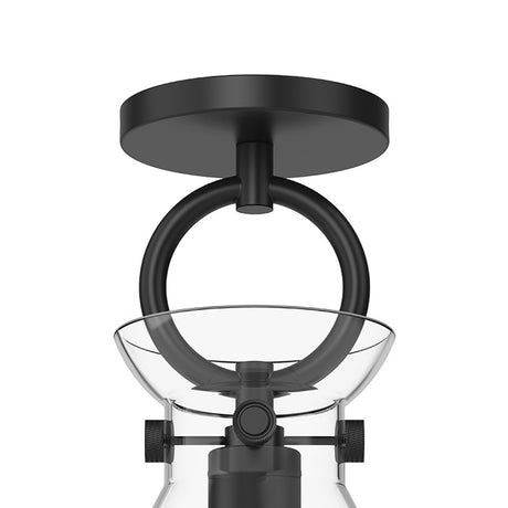 Aris Semi-Flush 9", Matte Black and Clear Glass