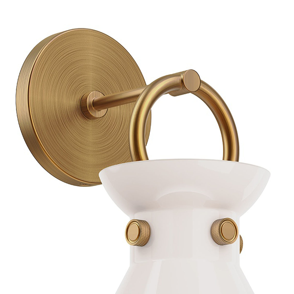 Aris Wall Sconce 13", Aged Brass and Milk Glass