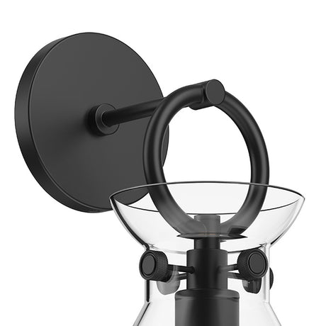 Aris Wall Sconce 13", Matte Black and Clear Glass