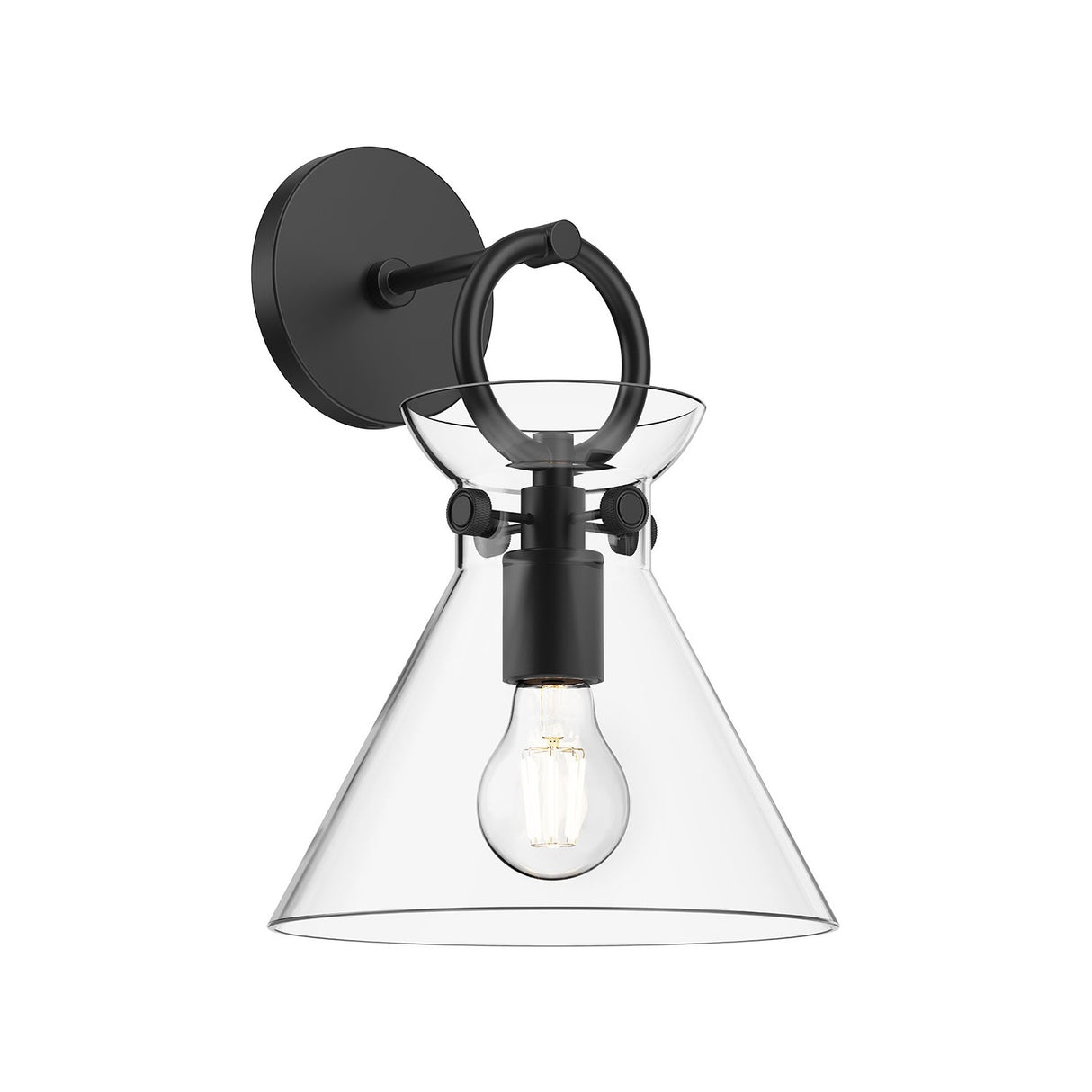 Aris Wall Sconce 13", Matte Black and Clear Glass