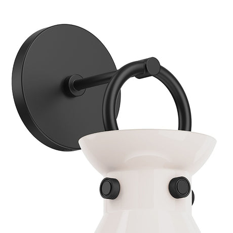 Aris Wall Sconce 13", Matte Black and Milk Glass