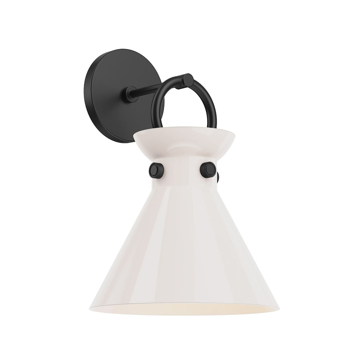 Aris Wall Sconce 13", Matte Black and Milk Glass