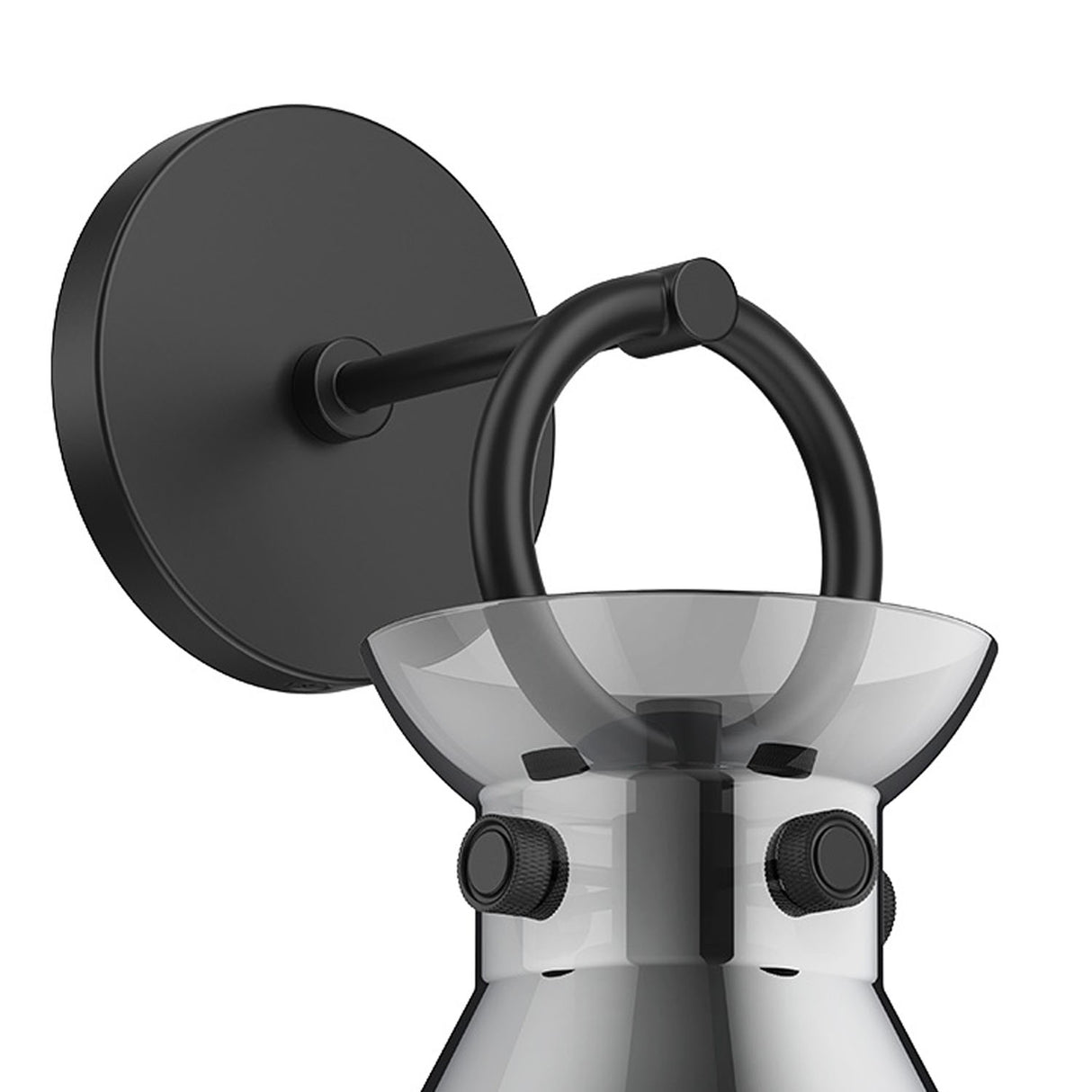 Aris Wall Sconce 13", Matte Black and Smoke Glass