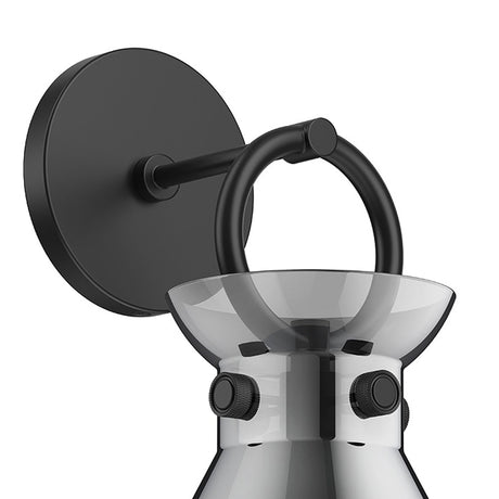 Aris Wall Sconce 13", Matte Black and Smoke Glass
