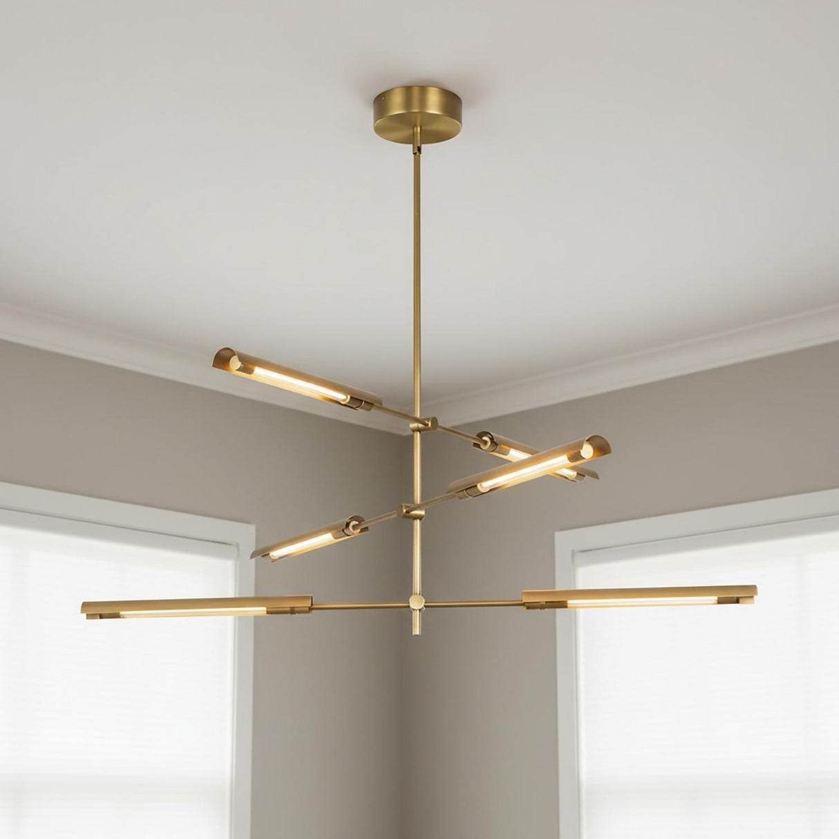 Linden 6 Light LED Chandelier 42", Aged Brass