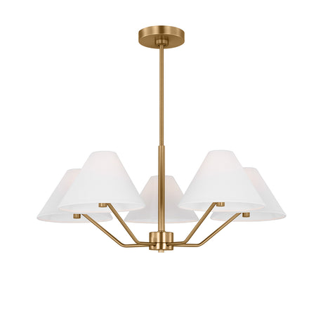 Wallace 5 Light Chandelier 30", Satin Brass